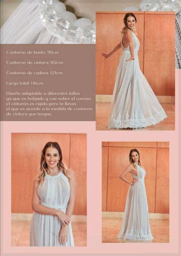 Vestido Romántico | Escote Halter con Francés - Imagen 2